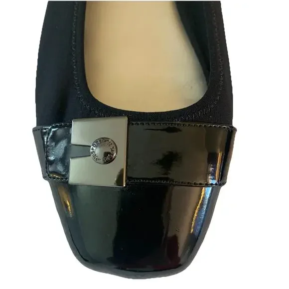 Anne Klein Black Flats with Silver Accents - Picture 2 of 10